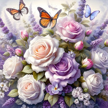 Load image into Gallery viewer, Butterfly Flower Clusters-Full Round Diamond Painting-30x30cm