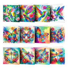 Load image into Gallery viewer, 12Pcs/Set Hummingbird Butterfly Dragonfly-Diamond Greeting Cards
