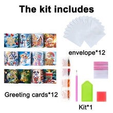 Load image into Gallery viewer, 12Pcs/Set Christmas-Diamond Greeting Cards