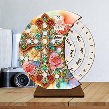 Load image into Gallery viewer, Flower-DIY Diamond Unique Wooden Rotating Calendar Ornament