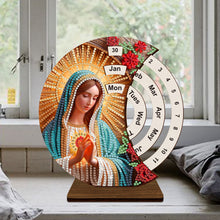 Load image into Gallery viewer, Flower-DIY Diamond Unique Wooden Rotating Calendar Ornament