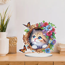 Load image into Gallery viewer, Flower Cat-Single Side Drill-Acrylic Diamond Desktop Ornament
