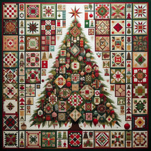 Load image into Gallery viewer, Red Star Cloth Christmas Tree-Full Round Diamond Painting-50x50cm