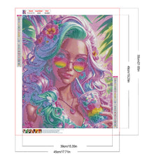 Load image into Gallery viewer, Colorful Girl-Full Round Diamond Painting-45x55cm-1511217
