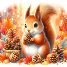 Load image into Gallery viewer, Autumn Squirrel Eating Peanuts-Full Round Diamond Painting-40x40cm