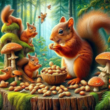 Load image into Gallery viewer, Autumn Squirrel Eating Peanuts-Full Round Diamond Painting-40x40cm