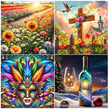 Load image into Gallery viewer, Flower Cross Hummingbird Church-Full Round Diamond Painting-30x30cm