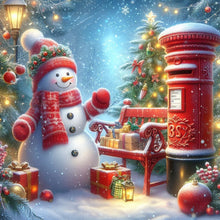 Load image into Gallery viewer, Christmas Snowman And Mailbox-Full Round Diamond Painting-40x40cm