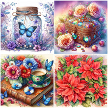 Load image into Gallery viewer, Poinsettia-Full Round Diamond Painting-30x30cm