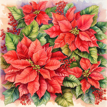Load image into Gallery viewer, Poinsettia-Full Round Diamond Painting-30x30cm