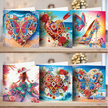 Load image into Gallery viewer, 6Pcs/Set Dress Girl Series-Diamond Greeting Cards