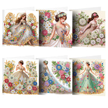 Load image into Gallery viewer, 6Pcs/Set Dress Girl Series-Diamond Greeting Cards