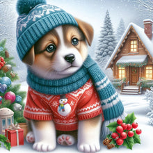 Load image into Gallery viewer, Christmas Cat-Full Round Diamond Painting-30x30cm