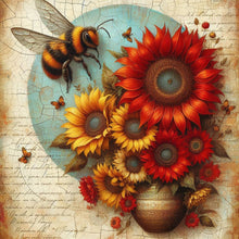 Load image into Gallery viewer, Butterfly And Red Rose-Full Round Diamond Painting-30x30cm