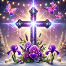 Load image into Gallery viewer, Cross And Tulips-Full Round Diamond Painting-40x40cm