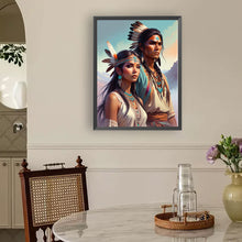 Load image into Gallery viewer, Indian Couple-Full Round Diamond Painting-30x40cm-1528213