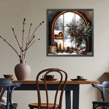 Load image into Gallery viewer, Christmas Snow Window Sill-Full Round Diamond Painting-40x40cm-1529100