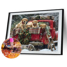 Load image into Gallery viewer, Santa Car And Puppy-Full Round Diamond Painting-40x30cm-1529102