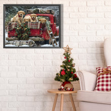 Load image into Gallery viewer, Santa Car And Puppy-Full Round Diamond Painting-40x30cm-1529102
