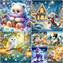 Load image into Gallery viewer, Winter Owl-Full Round Diamond Painting-30x30cm