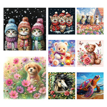 Load image into Gallery viewer, Three Cats In Winter-Full Round Diamond Painting-30x30cm