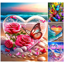 Load image into Gallery viewer, Butterfly And Flowers-Full Round Diamond Painting-40x50cm