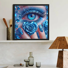 Load image into Gallery viewer, Blue Rose Eyes-Full Round Diamond Painting-40x40cm-1535884