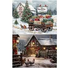 Load image into Gallery viewer, Snowy House Street-Full Round Diamond Painting-40x30cm