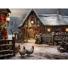 Load image into Gallery viewer, Snowy House Street-Full Round Diamond Painting-40x30cm