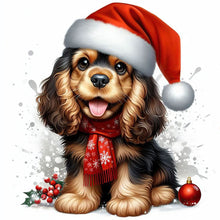 Load image into Gallery viewer, Christmas Puppy-Full Round Diamond Painting-30x30cm