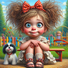 Load image into Gallery viewer, Life of Pets Girl-Full Round Diamond Painting-30x30cm