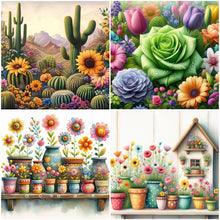 Load image into Gallery viewer, Flower-Full Round Diamond Painting-40x40cm