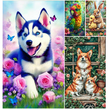 Load image into Gallery viewer, Rabbit Dog-Full Round Diamond Painting-40x70cm-Large Size