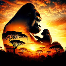 Load image into Gallery viewer, Gorilla Silhouette-Full Round Diamond Painting-40x40cm