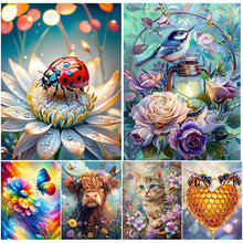 Load image into Gallery viewer, Cat Butterfly-Full Round Diamond Painting-30x40cm