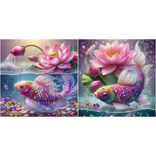 Load image into Gallery viewer, Lotus Koi-Full Round Diamond Painting-40x40cm