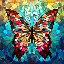 Load image into Gallery viewer, Glass Wind Butterfly-Full Round Diamond Painting-30x30cm