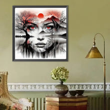 Load image into Gallery viewer, Lady'S Head Portrait Landscape-Full Round Diamond Painting-50x50cm