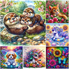 Load image into Gallery viewer, Cat Unicorn-Full Round Diamond Painting-30x30cm