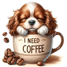 Load image into Gallery viewer, Coffee Puppy-Full Round Diamond Painting-30x30cm