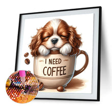 Load image into Gallery viewer, Coffee Puppy-Full Round Diamond Painting-30x30cm