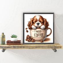 Load image into Gallery viewer, Coffee Puppy-Full Round Diamond Painting-30x30cm