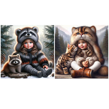 Load image into Gallery viewer, Life of Pets Girl-Full Round Diamond Painting-30x30cm