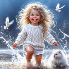 Load image into Gallery viewer, Life of Pets Girl-Full Round Diamond Painting-30x30cm