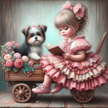Load image into Gallery viewer, Life of Pets Girl-Full Round Diamond Painting-40x40cm