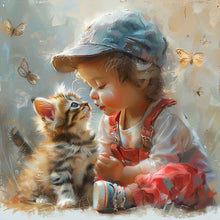 Load image into Gallery viewer, Life of Pets Girl-Full Round Diamond Painting-40x40cm