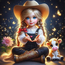 Load image into Gallery viewer, Life of Pets Girl-Full Round Diamond Painting-40x40cm