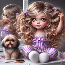 Load image into Gallery viewer, Life of Pets Girl-Full Round Diamond Painting-40x40cm