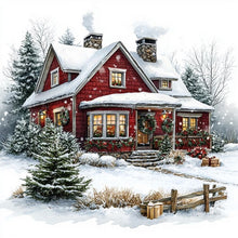 Load image into Gallery viewer, Snow House-Full Round Diamond Painting-30x30cm