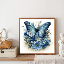 Load image into Gallery viewer, Blue Butterfly-Full Round Diamond Painting-40x40cm